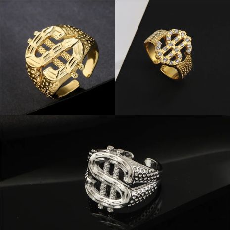 Кільце знак $ долар США перстень хіп-хоп регульований