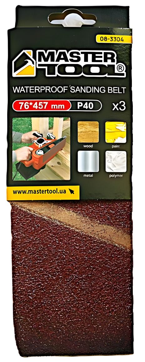 Лента шлифовальная зерно 40 76×457 мм 3 шт - MASTERTOOL 08-3304
