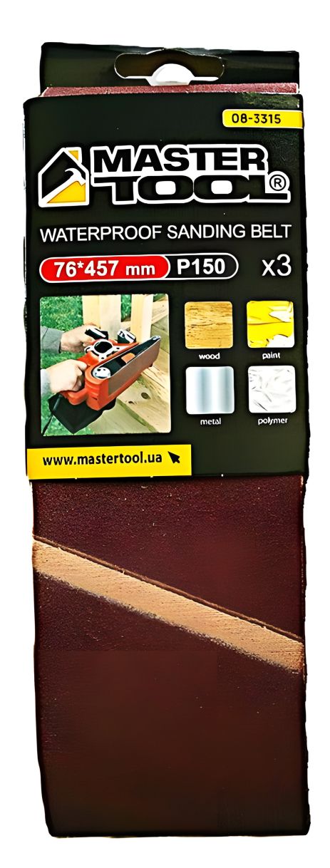 Шлифовальная лента зерно 150, 76×457 мм, 3 шт MASTERTOOL 08-3315