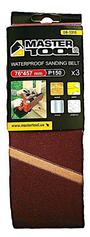 Шлифовальная лента зерно 150, 76×457 мм, 3 шт MASTERTOOL 08-3315