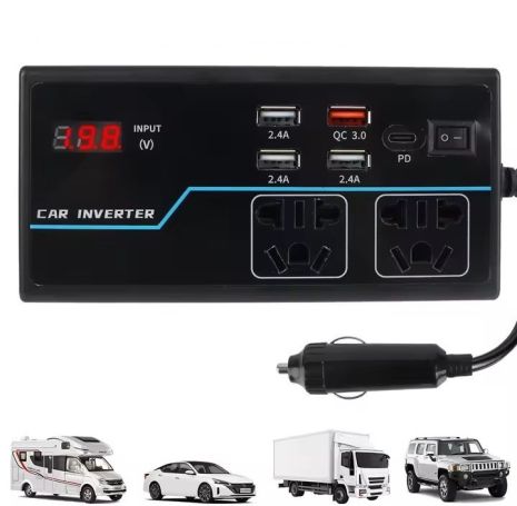 Автомобильный инвертор преобразователь напряжения с 12/24 на 220 Автомобильный инвертор преобразователь напряжения с 12/24 на 220