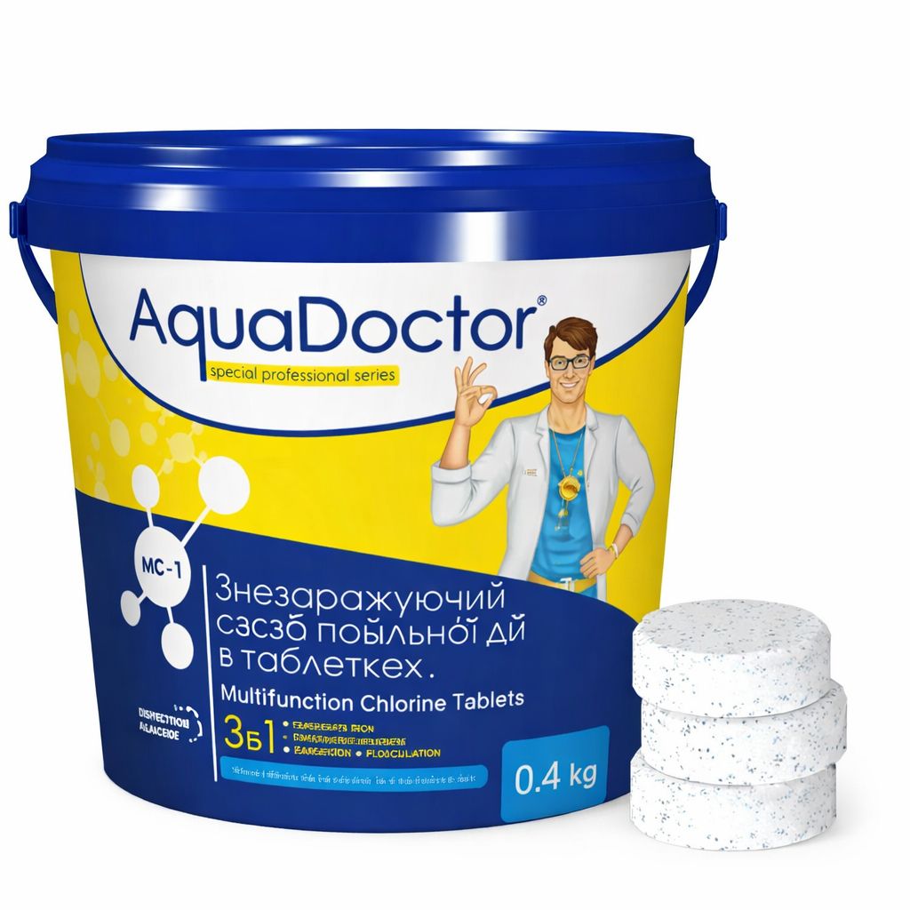 Хлор для басейну 3 в 1 AquaDoctor MC-T 0,4 кг (таблетках по 200 г) Хлор для басейну 3 в 1 AquaDoctor MC-T 0,4 кг (таблетках по 200 г)