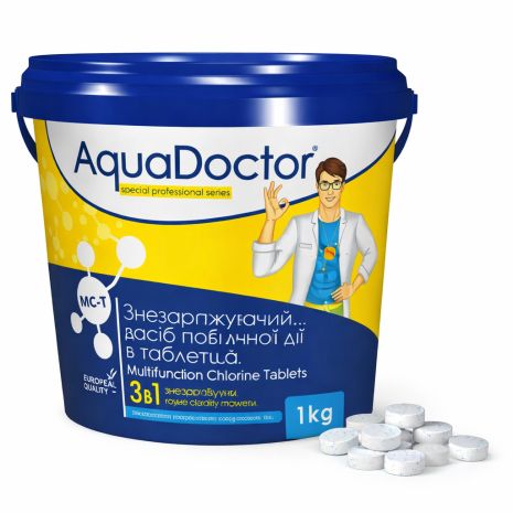 Хлор для басейну 3 в 1 AquaDoctor MC-T 1 кг (таблетки по 20г) (HBC-9fb3377f)