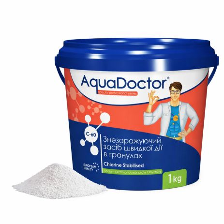 AquaDoctor C-60 1 кг | Хлор шок швидкорозчинний для басейну в гранулах