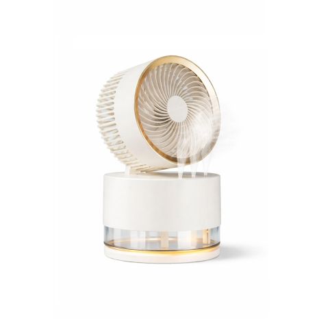 Настольный беспроводной вентилятор F5 с функцией увлажнения и подсветкой white