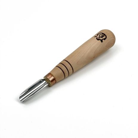 Короткая полукруглая скошеная стамеска 10 мм АЮ-STRYI Profi для геометрической и гуцульской резьбы