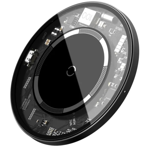 Зрядка Qi BASEUS Simple Magnetic Wireless Charger (suit for IP12) | 15W | (WXJK-E02) transparent-black Зрядка Qi BASEUS Simple Magnetic Wireless Charger (suit for IP12) | 15W | (WXJK-E02) transparent-black