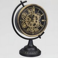 Металевий безшумний настільний годинник скелетон ретро вінтаж (43х30 см) OV-0077