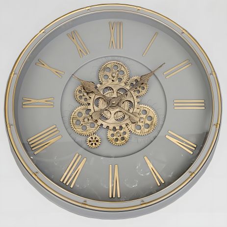 Бесшумные настенные часы (50,5 см) с открытым механизмом ретро-стиля OV-0086