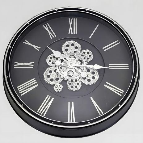 Бесшумные настенные часы (50,5 см) с открытым механизмом шестеренками OV-0087