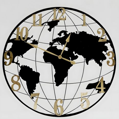 Годинник настінний безшумний металічний лофт чорний, 90,2 см, OV-0071