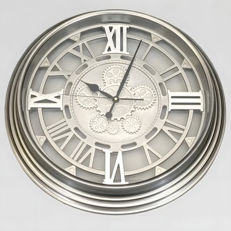 Часы бесшумные (50,5 см) настенные с шестеренками колесиками скелетон OV-0033
