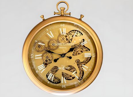 Металлические бесшумные настенные часы (54х60 см) с открытым ретро механизмом