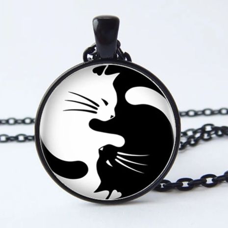 Кулон інь-янь чорний і білий Кіт 2 види кішка у вигляді кішок амулет талісман підвіска інь янь