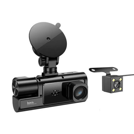 Видеорегистратор HOCO DI60 World three-screen simultaneous display driving recorder (wifi version) |720p front/480p rear/480p inner| black