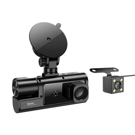 Видеорегистратор HOCO DI60 World three-screen simultaneous display driving recorder (wifi version) |720p front/480p rear/480p inner| black