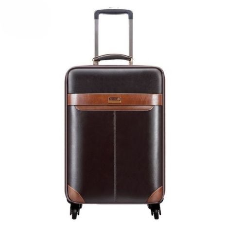 Мужской чемодан Geminu 22 дюйма — бизнес-чемодан премиум-класса из искусственной кожи, с 8 колесами и коричневым замком TSA