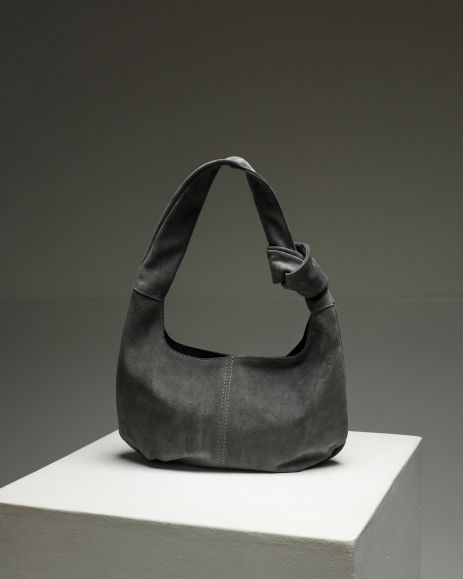 Сумка-хобо з натуральної замші SKILL сірий, SW140-5