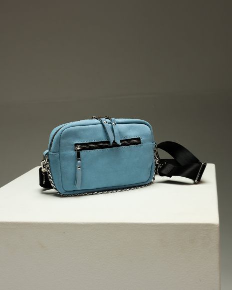 Жіноча крос-боді сумка з натуральної замші SKILL блакитний, SW110-6