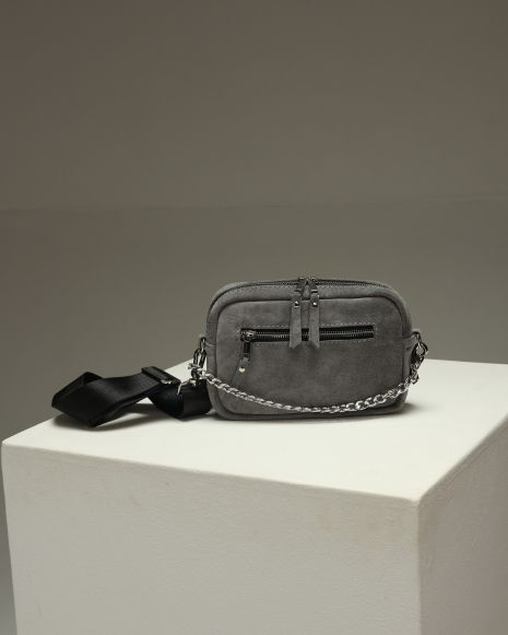 Жіноча сумка крос-боді з натуральної замші SKILL сірий, SW110-5