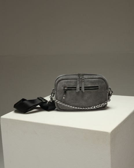 Жіноча сумка крос-боді з натуральної замші SKILL сірий, SW110-5