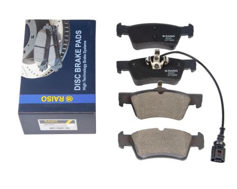 Задні дискові гальмівні колодки VW T5 (з датчиком) 03-, RAISO (RP1671) Задні дискові гальмівні колодки VW T5 (з датчиком) 03-, RAISO (RP1671)