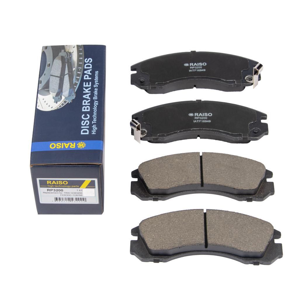 Передні дискові гальмівні колодки для Outlander 12-/Peugeot 4007 07-, RAISO (RP3200) Передні дискові гальмівні колодки для Outlander 12-/Peugeot 4007 07-, RAISO (RP3200)