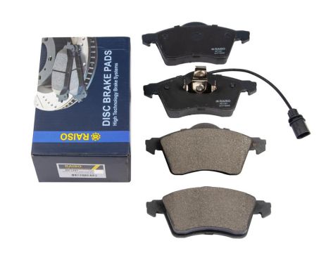 Передні дискові гальмівні колодки VW T4 (з датчиком) 96-03, RAISO (RP1391) Передні дискові гальмівні колодки VW T4 (з датчиком) 96-03, RAISO (RP1391)
