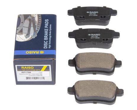 Задние дисковые тормозные колодки для Kangoo 08-, RAISO (RP1786) Задние дисковые тормозные колодки для Kangoo 08-, RAISO (RP1786)