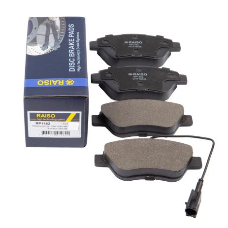 Передние диск. тормозные колодки с датчиком для Doblo 05-10, RAISO (RP1482)