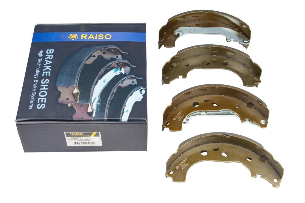 Задние барабанные тормозные колодки для Transit Connect 02-, RAISO (RB8471) Задние барабанные тормозные колодки для Transit Connect 02-, RAISO (RB8471)