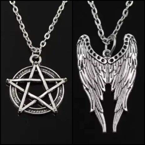 Набір підвісок петаграма і крила ангела комплект кулон з пентаграмою Надприроднє