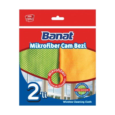 Серветка з мікрофібри для очищення скла BANAT, 2 шт.