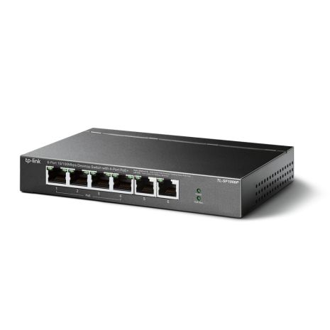 Коммутатор TP-LINK TL-SF1006P 6x1FE/4xPoE+ 67W неуправляемый 250м