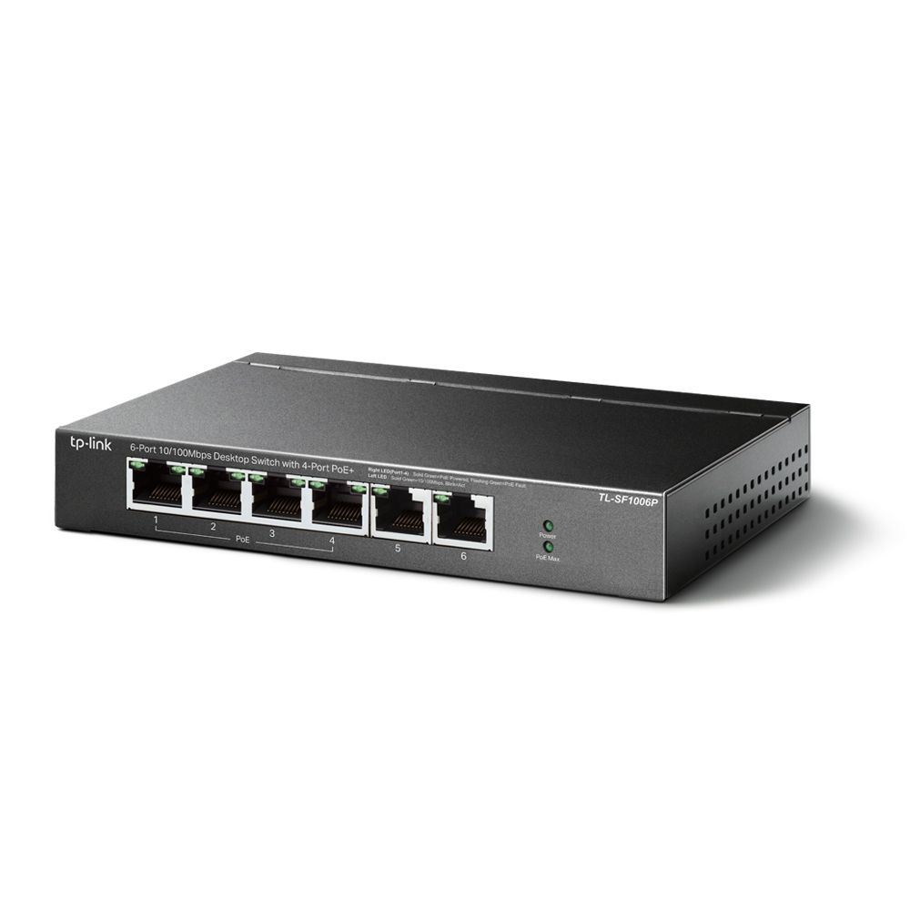Коммутатор TP-LINK TL-SF1006P 6x1FE/4xPoE+ 67W неуправляемый 250м Коммутатор TP-LINK TL-SF1006P 6x1FE/4xPoE+ 67W неуправляемый 250м