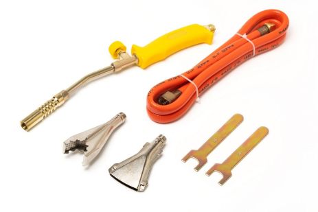 Газоповітряний ручний пальник Ø 17/22/40 мм 400 мм 157 г/година 2200 Вт 1300°C з насадками, MASTERTOOL 44-5057