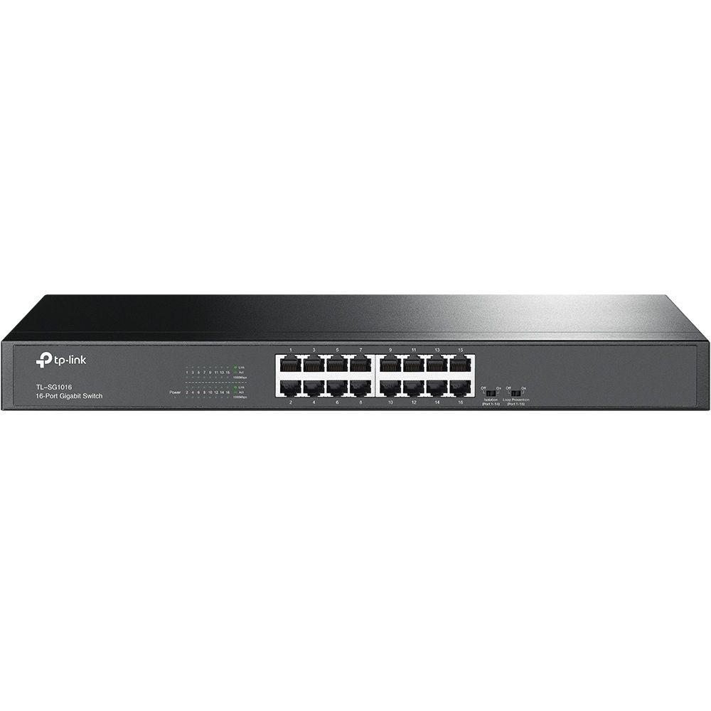 Мережевий комутатор TP-LINK TL-SG1016, 16 портів GE, 10.68W, некерований, 19", 1U Мережевий комутатор TP-LINK TL-SG1016, 16 портів GE, 10.68W, некерований, 19", 1U