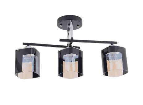 Стельова Люстра на 3 плафони VALESO 6944B/3 (Чорний+Хром)