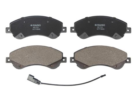 Передние дисковые тормозные колодки с датчиками для Ford Transit (V347) (FWD) 06-, RAISO (RP1723) Передние дисковые тормозные колодки с датчиками для Ford Transit (V347) (FWD) 06-, RAISO (RP1723)
