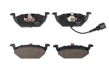 Передні гальмівні колодки Caddy III/Golf V/Octavia/A3 (з датчиком) 03-, RAISO (RP1386) Передні гальмівні колодки Caddy III/Golf V/Octavia/A3 (з датчиком) 03-, RAISO (RP1386)
