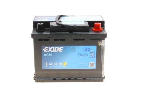 Автомобильный аккумулятор Exide AGM 62Ah-12v (242х175х190),R,EN680 со скидкой 10% (EK620)