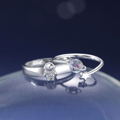 Набор парных колец планета астронавт лунный камень парные кольца для двух влюбленных Набор парных колец планета астронавт лунный камень парные кольца для двух влюбленных