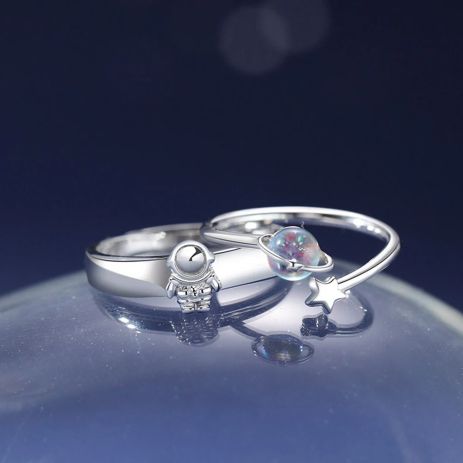 Набір парних кілець планета астронавт місячний камінь парні каблучки для двох закоханих