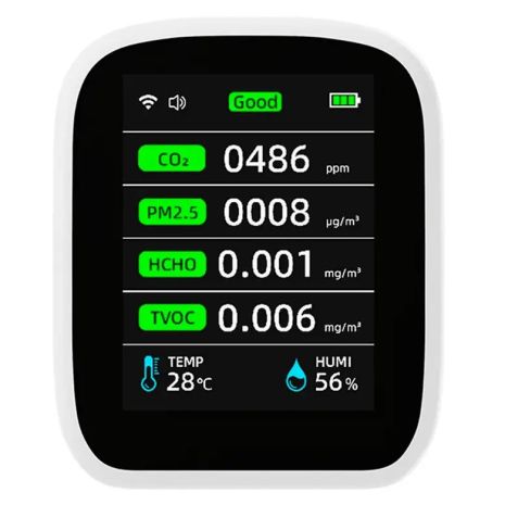 Комплексный анализатор воздуха Tuya 8 в 1 WiFi: Монитор CO2, HCHO, TVOC, PM1.0, PM2.5, PM10 Комплексный анализатор воздуха Tuya 8 в 1 WiFi: Монитор CO2, HCHO, TVOC, PM1.0, PM2.5, PM10
