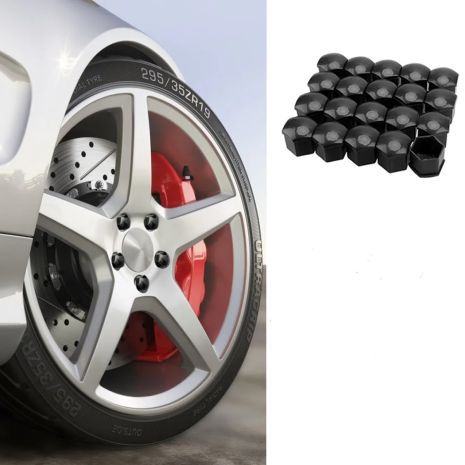 Набор черных колпачков для колес, 17 мм