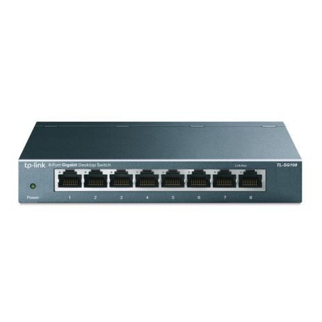 Комутатор TP-LINK TL-SG108, 8xGE, 3.75W, некерований, Метал. корпус