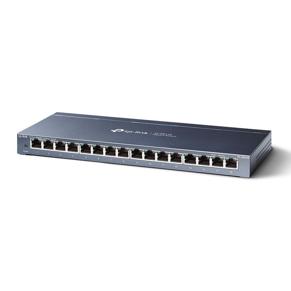 Сетевой коммутатор TP-LINK TL-SG116 16xGE неуправляемый, металлический корпус Сетевой коммутатор TP-LINK TL-SG116 16xGE неуправляемый, металлический корпус