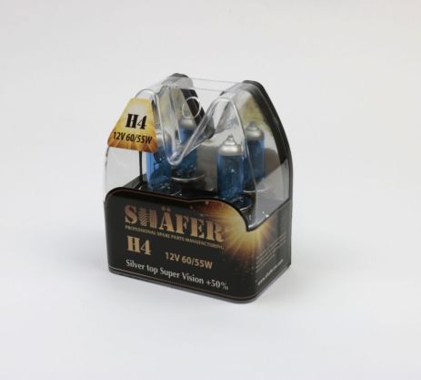 Лампа галогеновая H4 12V60/55W Silver top Super Vision +50% (комплект, пластиковый бокс 2шт), SHAFER (SL3004S) Лампа галогеновая H4 12V60/55W Silver top Super Vision +50% (комплект, пластиковый бокс 2шт), SHAFER (SL3004S)