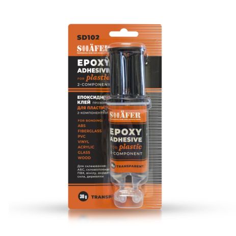 Клей для пластика прозрачный эпоксидный 2х-компонентный 30 гр, SHAFER (SD102)