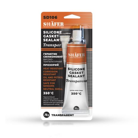 Герметик силиконовый прокладка высоко температурный прозрачный 70 г, SHAFER (SD106)